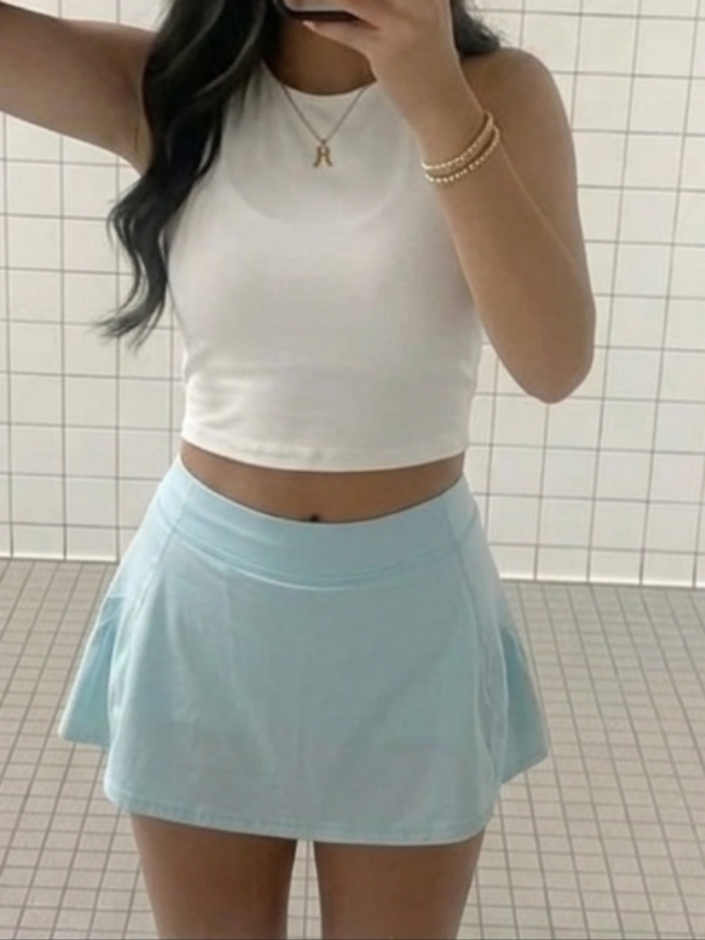 Head Light Blue Women's Tennis Skirt Pastel Coquette Summer Pickleball SizeLarge